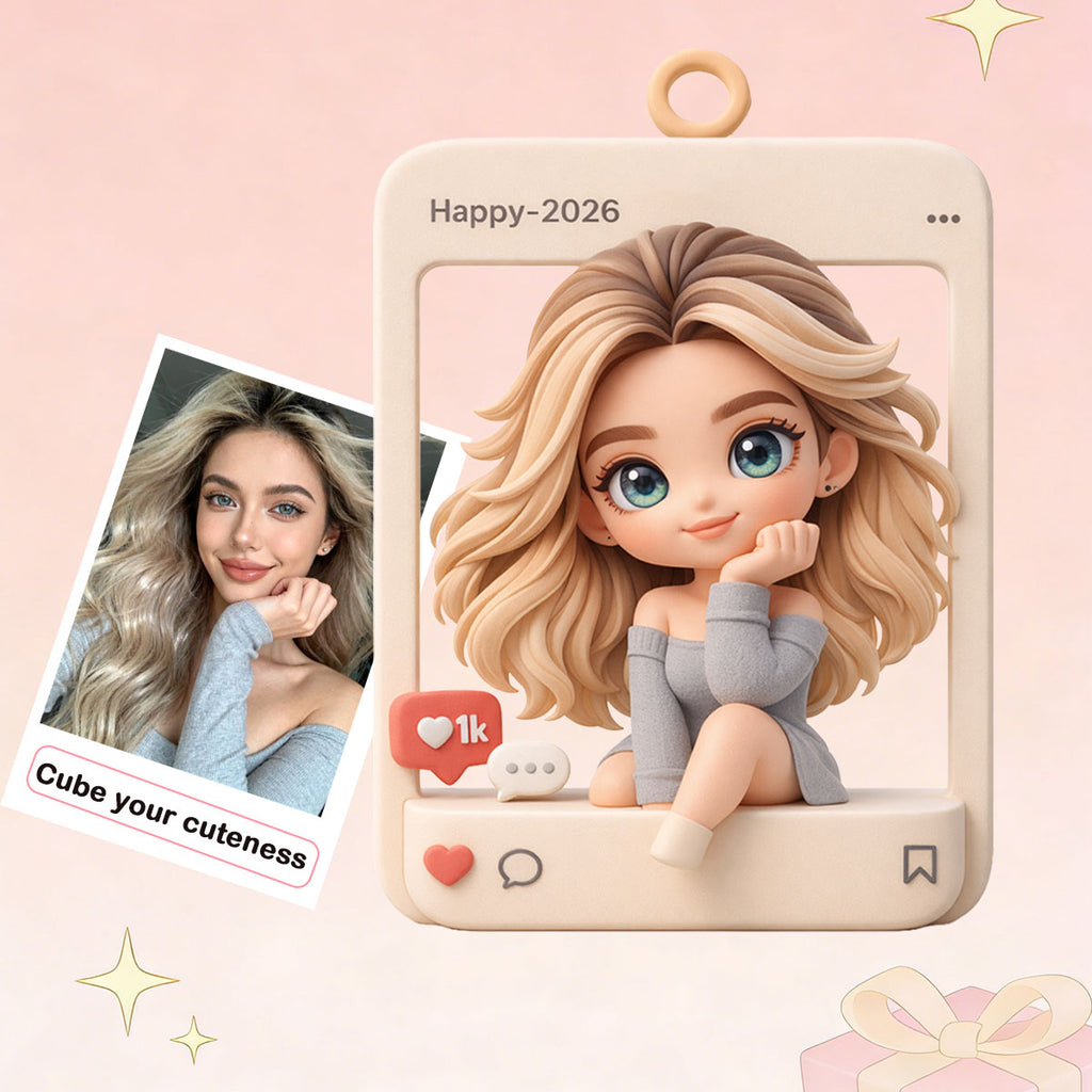 Custom 3D Photo Frame Figurine | Personalized Cartoon Cube Picture Frame Gift