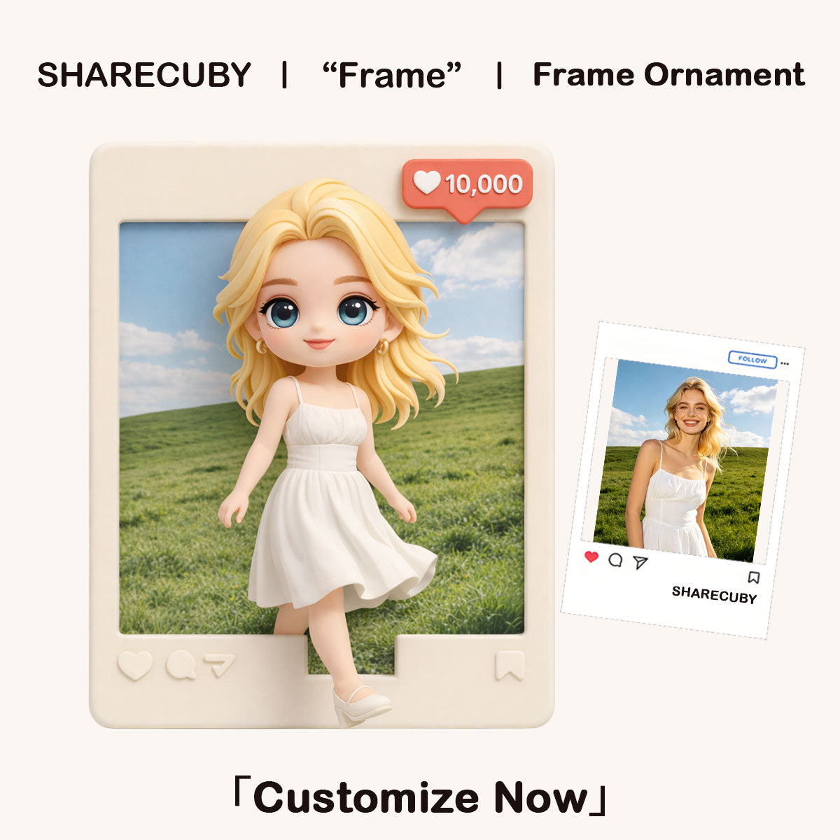 3D Photo Frame Figurine Custom Made | Personalized Cube for Your Favorite Photo