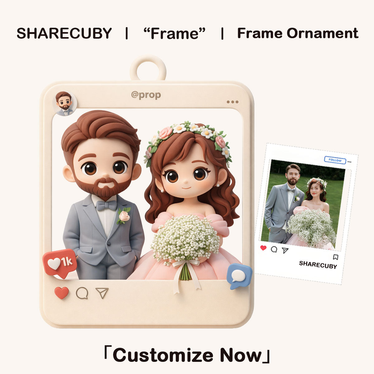 Custom 3D Photo Frame Figurine | Personalized Cartoon Cube Picture Frame Gift