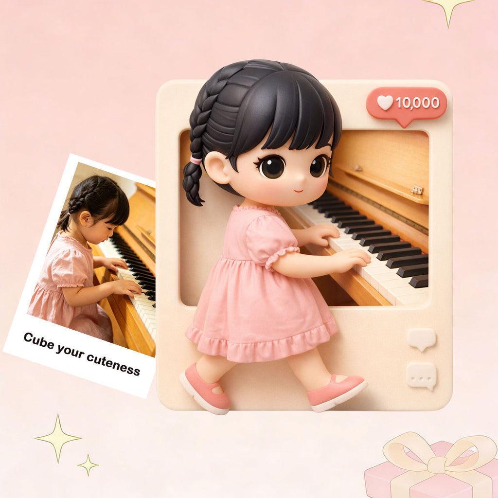 Customizable Photo Frame Figurine | 3D Cube Picture Frame Desktop Decor