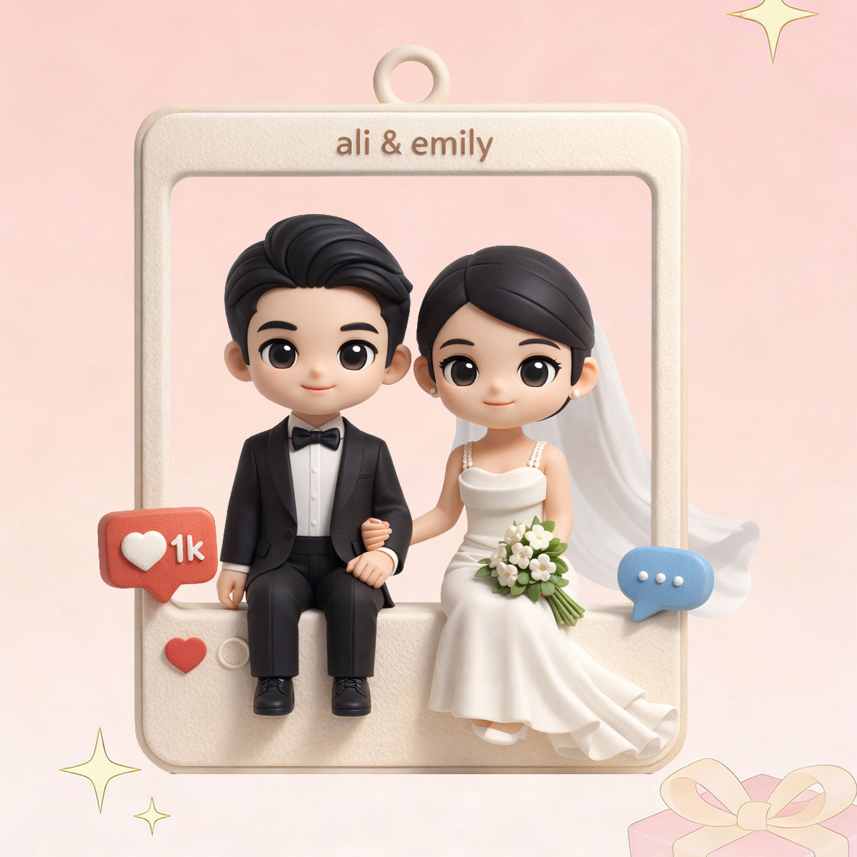 Personalized Photo Frame Figurine | 3D Printed Cube Keepsake for Photos