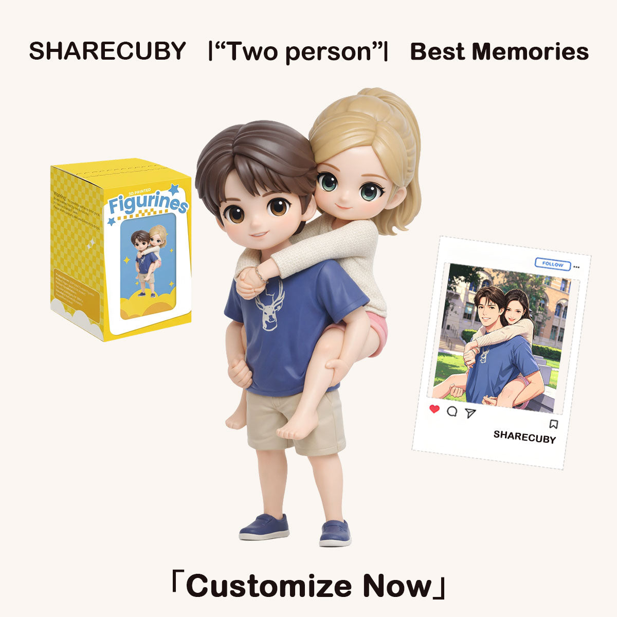 3D Cartoon Couple Figurine | Personalized Anime Figure for Anniversary