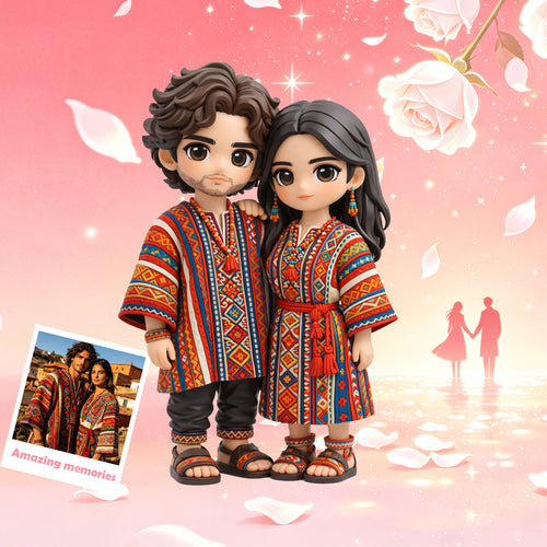 3D Cartoon Couple Figurine | Personalized Anime Figure for Anniversary