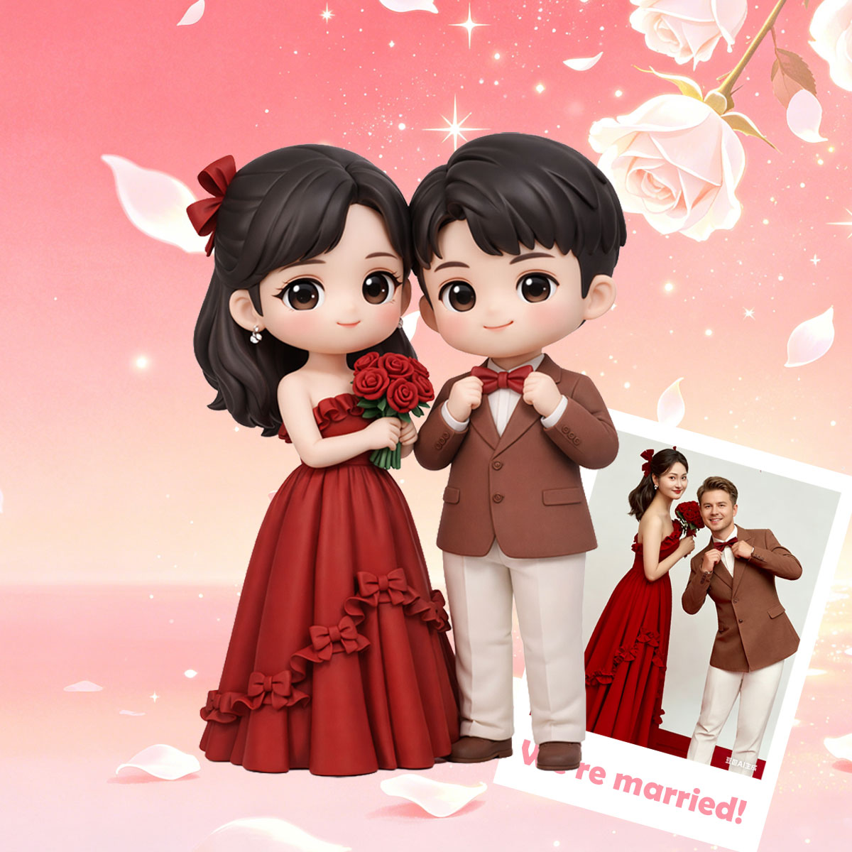 3D Cartoon Couple Figurine | Personalized Anime Figure for Anniversary