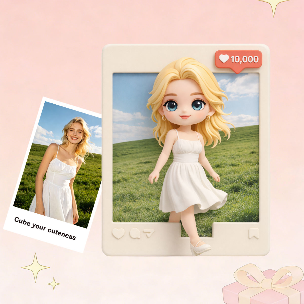 Personalized 3D Photo Frame Figurine | Cute Custom Made Human Statue for Christmas Gift