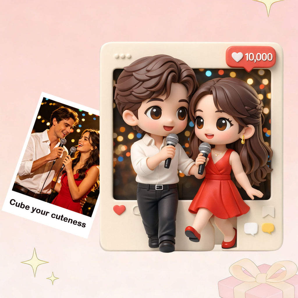 Customizable Photo Frame Figurine | 3D Cube Picture Frame Desktop Decor