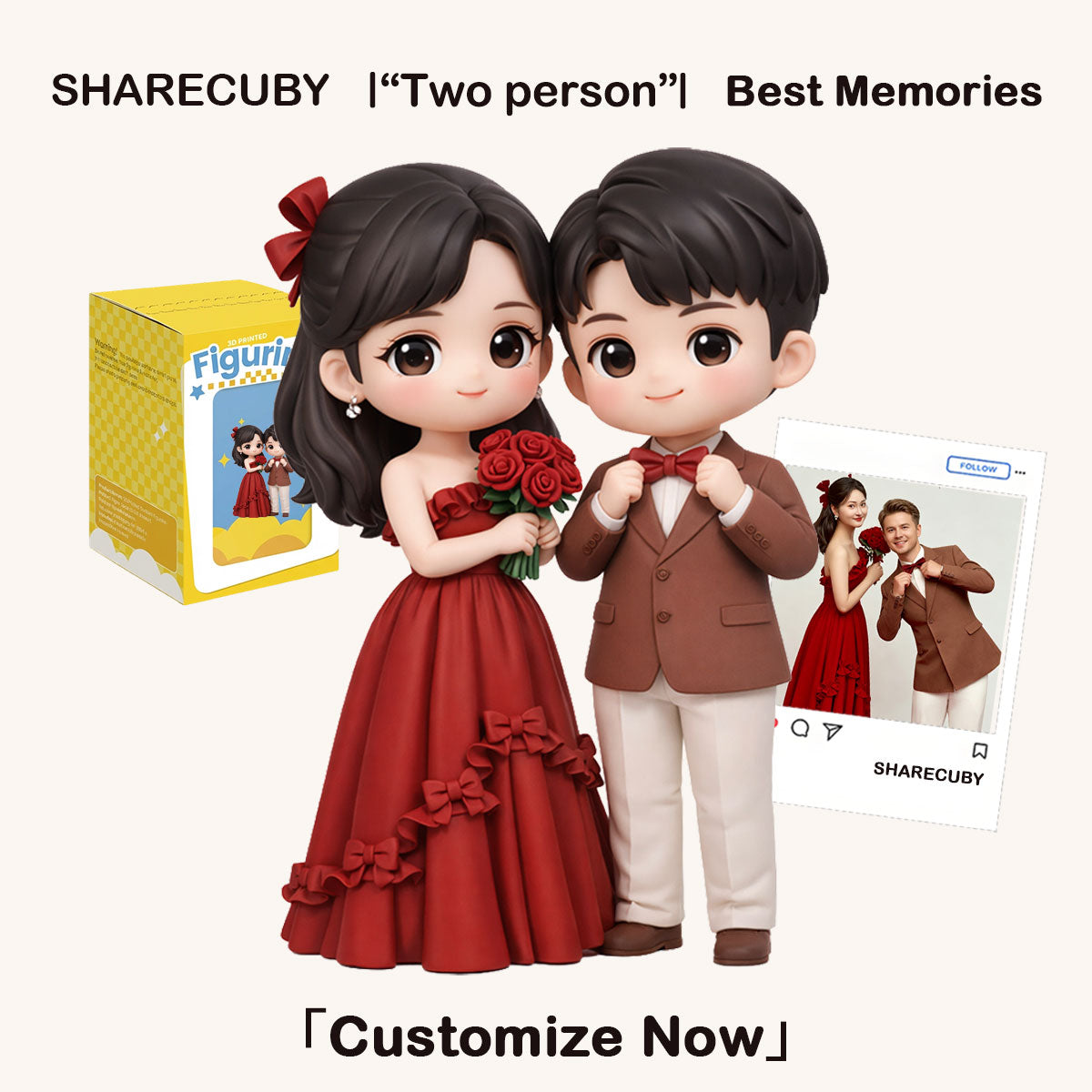 Custom 3D Cartoon Figurine Couple | Personalized 3D Printed Figure