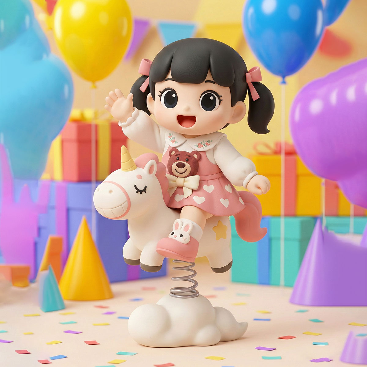 Custom 3D Printed Spring Wobble Statue | Cartoon Style Bouncing Person Toy for Gift