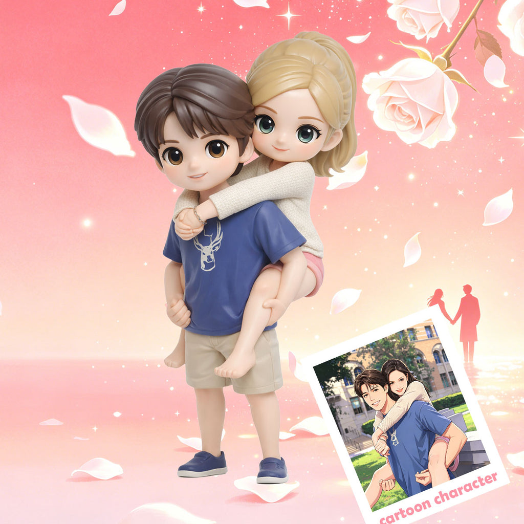 Personalized 3D Cartoon Couple Figurine | Custom Anime Wedding Gift