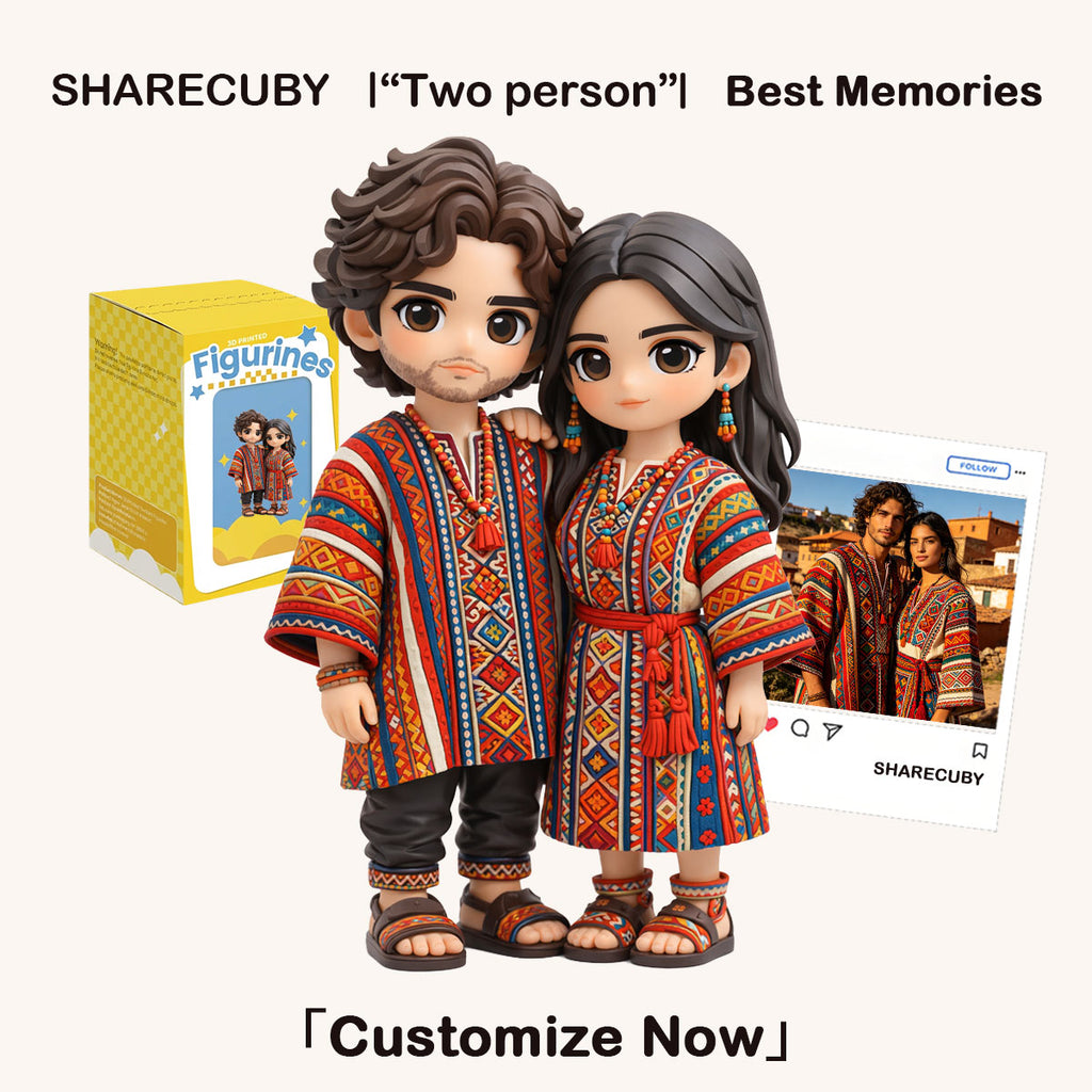 Custom 3D Printed Figurine for Two | Couple Cartoon Statue Gift