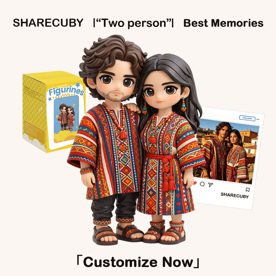 Custom 3D Printed Figurine for Two | Couple Cartoon Statue Gift